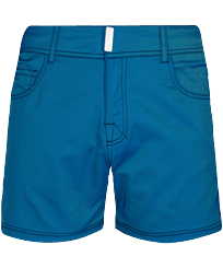 男款 Flat belts 纯色 - 男士纯色平腰带泳裤, Azure 正面图