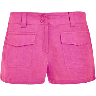 Damen Andere Uni - Solid Bermudashorts aus Leinen für Damen – Vilebrequin x JCC+ – Limitierte Serie, Pink polka jcc Vorderansicht