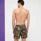 Men Classic Printed - Men Swimwear Hidden Fishes, Lemon back worn view