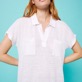 女款 Others 纯色 - Women Linen Long Polo Dress Solid, White 细节视图1