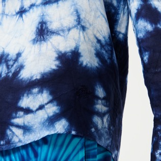 Men Others Printed - Men Linen and Cotton Fonds Marins Tie & Dye Shirt, Navy details view 5