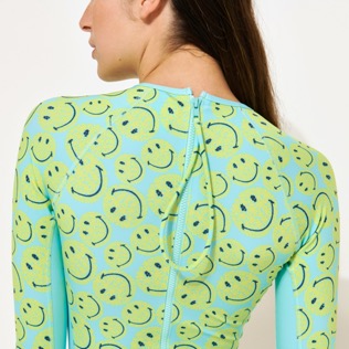 Women One piece Printed - Women Rashguard Long-Sleeves One-Piece swimsuit Turtles Smiley - Vilebrequin x Smiley®, Lazulii blue details view 2