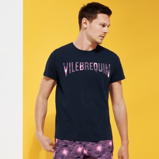 Herren Andere Bedruckt - Hypno Shell T-Shirt aus Baumwolle für Herren, Marineblau Vorderseite getragene Ansicht