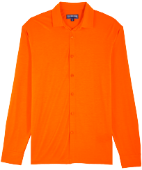 Herren Andere Uni - Einfarbiges Hemd aus Jersey-Tencel für Herren, Apricot Vorderansicht