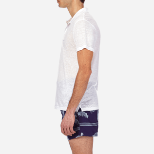 Hombre Autros Liso - Polo en punto de lino liso para hombre, Blanco supp3 Hombre Autros Liso - Polo en punto de lino liso para hombre, Blanco supp3