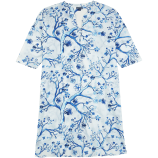 Women Others Printed - Women Cotton Cover-up Cherry Blossom, Sea blue front view