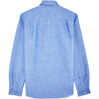 Hombre Autros Liso - Camisa en lino de algodón liso para hombre, Azul neptuno back Hombre Autros Liso - Camisa en lino de algodón liso para hombre, Azul neptuno back