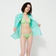 Women Fitted Printed - Women Halter Bikini Top Turtles Smiley - Vilebrequin x Smiley®, Lazulii blue details view 3