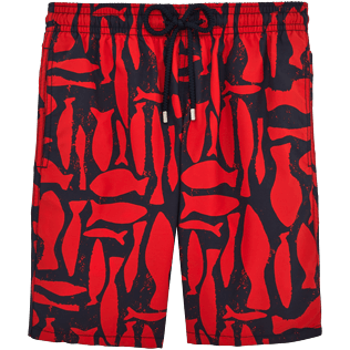 Uomo Classico lungo Stampato - Costume da bagno taglio lungo Silex Fishes, Papavero front Uomo Classico lungo Stampato - Costume da bagno taglio lungo Silex Fishes, Papavero front