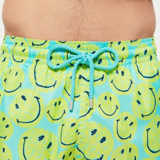 Men Others Printed - Men Swim Trunks Ultra-light and packables Turtles Smiley - Vilebrequin x Smiley®, Lazulii blue details view 3