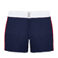 Herren Flat belts Uni - Tricolor Stretch-Badehose mit flachem Gürtel für Herren, Marineblau Vorderansicht