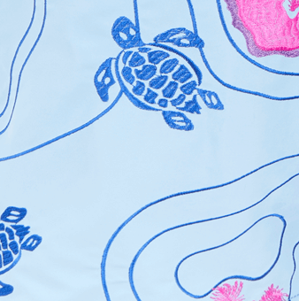 Costume da bagno uomo ricamato Sea Floor Map, Azzurro cielo stampe