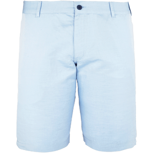 Men Others Solid - Men Straight Linen Cotton Bermuda Shorts Solid, Sky blue front Men Others Solid - Men Straight Linen Cotton Bermuda Shorts Solid, Sky blue front