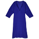Donna Altri Unita - Caftano da spiaggia donna in lino a tinta unita, Purple blue vista frontale