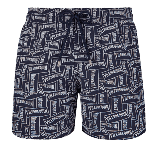 男款 Embroidered 绣 - Vilebrequin 男士标签花纹刺绣泳裤 — 限量款, Navy front 男款 Embroidered 绣 - Vilebrequin 男士标签花纹刺绣泳裤 — 限量款, Navy front