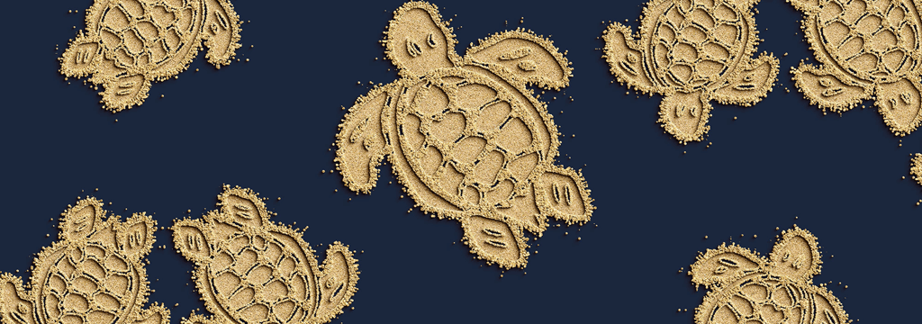 Herren Klassische lange Bedruckt - Lange Sand Turtles Badeshorts für Herren, Marineblau drucken