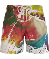 Men Classic Printed - Men Swim Trunks Gra - Vilebrequin x John M Armleder, Multicolor front view