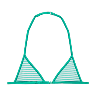 Mädchen Oberteile Grafisch - Gestreiftes Triangel-Bikinioberteil aus Frottee, Lagune back Mädchen Oberteile Grafisch - Gestreiftes Triangel-Bikinioberteil aus Frottee, Lagune back