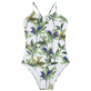 Girls Others Printed - Girls One-piece Swimsuit Palms, White front view