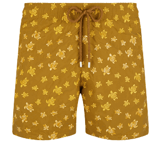 Men Others Embroidered - Men Embroidered Swim Trunks Micro Ronde Des Tortues - Limited Edition, Bark front view