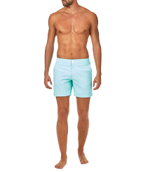 Hombre Cintura plana Liso - Bañador corto, ajustado y elástico liso para hombre, Laguna vista frontal desgastada