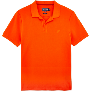 Men Others Solid - Men Cotton Pique Polo Shirt Solid, Clementine front Men Others Solid - Men Cotton Pique Polo Shirt Solid, Clementine front