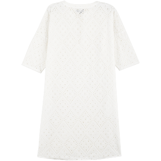 Mujer 052 Bordado - Vestido corto de algodón con bordado de troquelado para mujer, Blanco back Mujer 052 Bordado - Vestido corto de algodón con bordado de troquelado para mujer, Blanco back