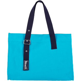 Andere Uni - Große Einfarbige Strandtasche aus Baumwolle, Azurblau front Andere Uni - Große Einfarbige Strandtasche aus Baumwolle, Azurblau front