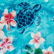 Camisa de bolos de lino y algodón con estampado Turtles Jungle para hombre, Lazulii blue 