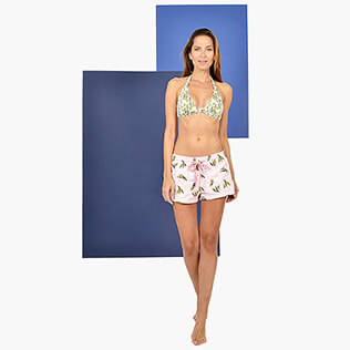 Bamboo Song Embroidered Shorty Look,  正面图