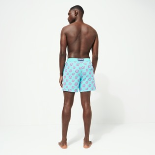 Men Others Printed - Men Swimwear Flocked Nola - Vilebrequin x John M Armleder, Lazulii blue back worn view