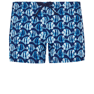 Boys Swim brief and Boxer Printed - Boys Swim Trunks Batik Fishes, Navy front view