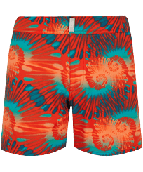 Men Flat Belt Stretch Swim Trunk Nautilius Tie & Dye Poppy red front view