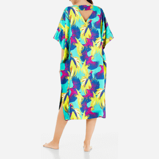 Femme cover-up Imprimé - Robe en Twill de Soie Femme Birds of Paradise, Vert veronese backworn Femme cover-up Imprimé - Robe en Twill de Soie Femme Birds of Paradise, Vert veronese backworn