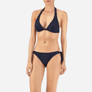 Mujer Halter Lazercut - Top de bikini de triángulo con estampado Micro Ronde des Tortues, Azul marino supp1 Mujer Halter Lazercut - Top de bikini de triángulo con estampado Micro Ronde des Tortues, Azul marino supp1