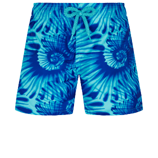 Jungen Klassische Bedruckt - Nautilius Tie & Dye Badeshorts für Jungen, Aquamarin blau Vorderansicht