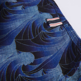 Herren Andere Bedruckt - Chambray-Hemd Waves für Herren, Marineblau Details Ansicht 8