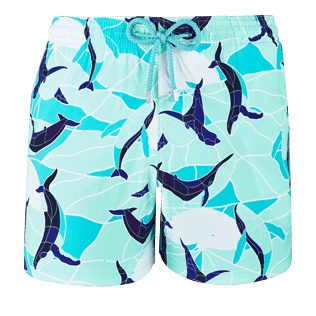 Men Classic / Moorea Printed - Men Stretch Swimwear Magic Whales, Lagoon front Men Classic / Moorea Printed - Men Stretch Swimwear Magic Whales, Lagoon front