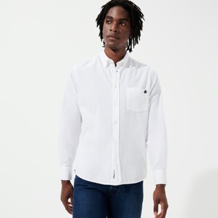 Picture of Men Others Solid - Men Cotton Shirt Solid, White front worn view Picture of Men Others Solid - Men Cotton Shirt Solid, White front worn view