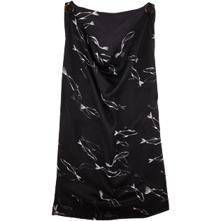 Women Others Printed - Women Cowl neck Silk Voile Dress Fish Dance, Black back Women Others Printed - Women Cowl neck Silk Voile Dress Fish Dance, Black back