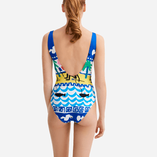 Women One piece Printed - Women one piece swimsuit La Mer - Vilebrequin x JCC+ - Limited Edition, White backworn Women One piece Printed - Women one piece swimsuit La Mer - Vilebrequin x JCC+ - Limited Edition, White backworn