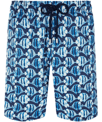 Hombre Clásico largon Estampado - Bañador elástico largo con estampado Batik Fishes para hombre, Azul marino vista frontal