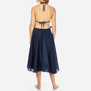 Donna Altri Unita - Gonna pareo lunga donna in voile di lino tinta unita, Blu marine backworn Donna Altri Unita - Gonna pareo lunga donna in voile di lino tinta unita, Blu marine backworn