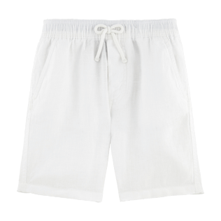 Boys Others Solid - Boys Linen Bermuda Shorts Solid, White front Boys Others Solid - Boys Linen Bermuda Shorts Solid, White front
