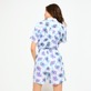 Women Others Printed - Women Linen Bermuda Flash Flowers, Purple blue back worn view