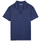 Men Others Solid - Men Tencel Polo Shirt Solid, Navy front view