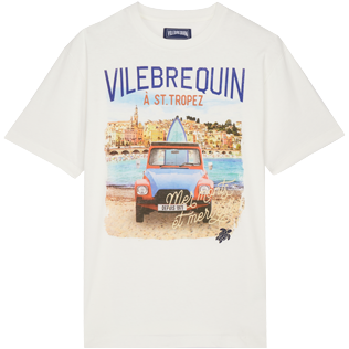 Herren Andere Bedruckt - Fancy Vilebrequin Logo 2 Chevaux À St Tropez T-Shirt für Herren, Off white Vorderansicht