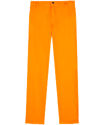 Men Straight Linen Pants Solid Carrot front view