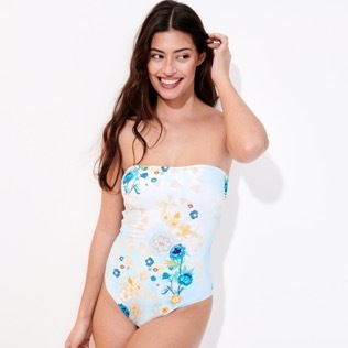 Women Fitted Printed - Women One-piece Swimsuit Belle Des Champs, Soft blue details view 2