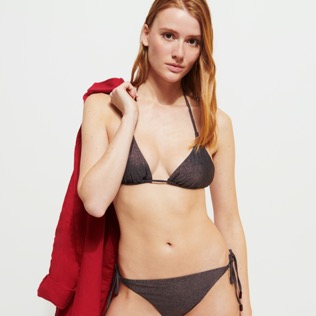 Mujer Tríangulo Liso - Top de bikini de triángulo con estampado Changeant Shiny para mujer, Burgundy detalles vista 1